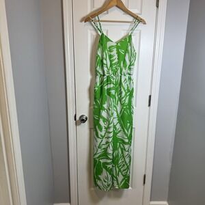 Lilly‎ Pulitzer Target Satin Jumpsuit Romper Women's Small Green White Floral